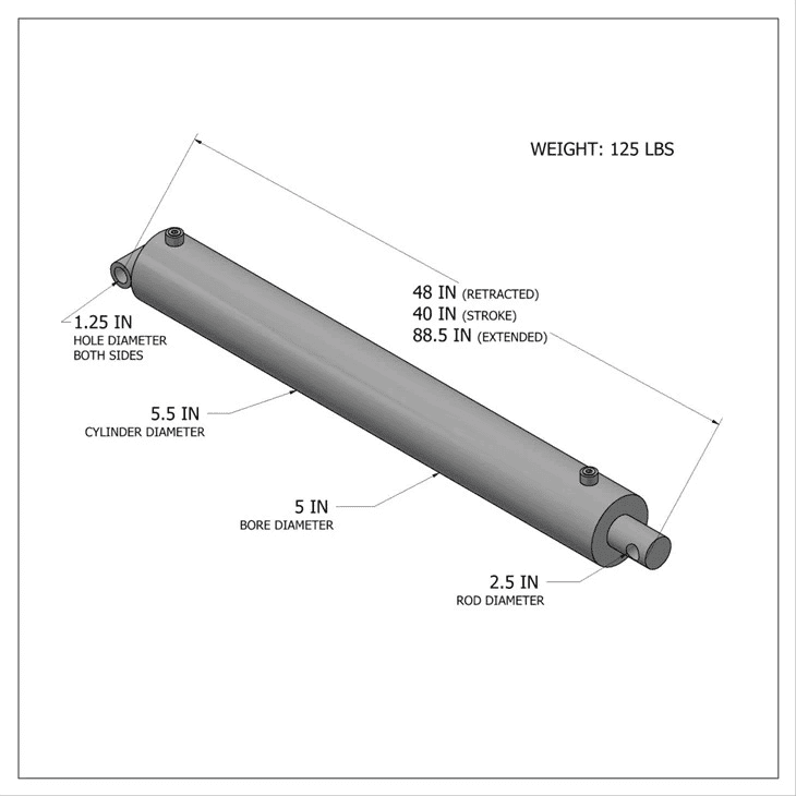 Saihesbiderik gabeko zilindro hidraulikoa