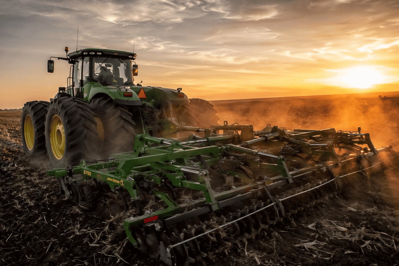 Tie rod hydraulic cylinders installed on agricultural tractor tillage equipment